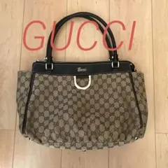 グッチ ダークブラウン ベージュ トートバック