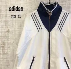 アディダス☆ナイロンジャケット バックロゴ 3本ライン 古着 adidas