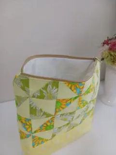 パッチワークポーチ イエロー グリーン