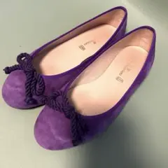 プリティバレリーナ♡ 紫色　パープル　スエード　リボン　パンプス　バレエシューズ