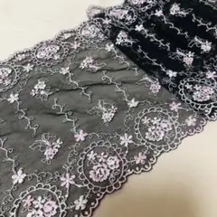 黒、ピンク　チュールレース 両山刺繍　180cm
