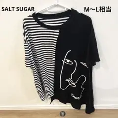 SALT SUGAR 半袖Tシャツ　アシメントリー　黒系 M〜L相当