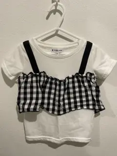 GLOBAL WORK チェックフリルTシャツ S