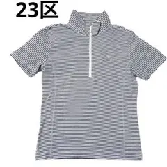 23区 ストライプ ハーフジップシャツ　半袖　サイズ1 G148