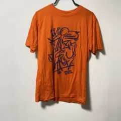 オレンジ グラフィック Tシャツ Lサイズ フェス