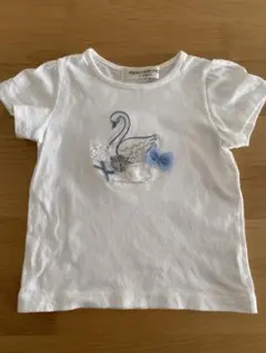 moo non no ホワイト スワン柄Tシャツ 110