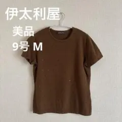 伊太利屋 カシミヤ混 半袖サマーニット Mサイズ（9号）オフィスカジュアル