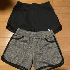 グレー ブラック ポケット付きショートパンツ