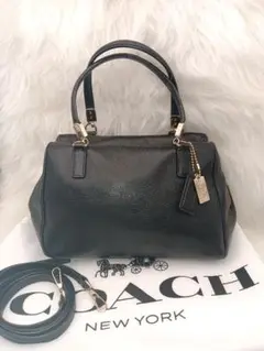 COACHコーチ 2wayバッグ 黒 レザー 斜め掛け可