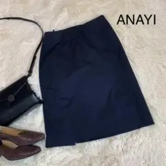 E2584【黒色礼服美品】ANAYI アナイ タイトスカート36サイズ後スリット