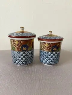 40.【九谷焼 雄山】ミニチュア　香炉 花瓶型　（陶器製）置物　3点セット 40.【九谷焼 雄山】ミニチュア 香炉 花瓶型 （陶器製）置物 3点