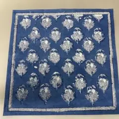 【ANOKHI 】 インディゴ　ブロックプリント　ハンカチサイズ