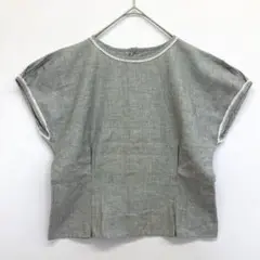 アスコット コットン リネン ブラウス 【F】 フレンチスリーブ バックボタン
