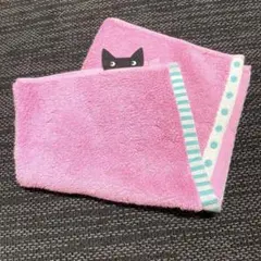 M at a nｏ　ATU k ｏ　ミニタオル　かわいい黒猫付き　ピンクからー