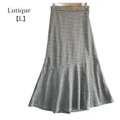 【美品／Lutique】マーメイドスカート　ロング　ギンガムチェック　Lサイズ