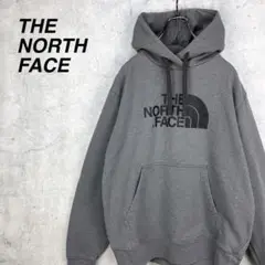 希少 ノースフェイス パーカー スウェット デカロゴ グレー 美品