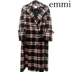 emmi atelier エミ チェック トレンチコート ブラック 黒 美品