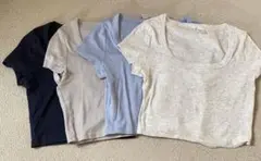 H&M ラウンドネック　クロップドTシャツ4枚セット Mサイズ