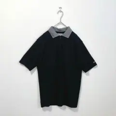 【Remus】ハーフジップアップトップス 半袖シャツ 黒 シンプル カジュアル