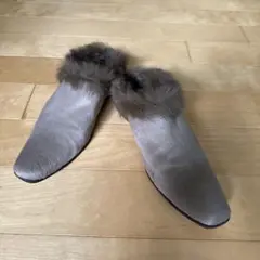 希少美品　ヨウジヤマモト　ミュール　スリッパ　レザー　ポインテッドトゥ　38　黒 Yohji Yamamoto(ヨウジヤマモト) サンダル・ミュール(レディース