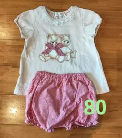 kids zoo キッズズー　Tシャツとチェックパンツセットアップ　80サイズ