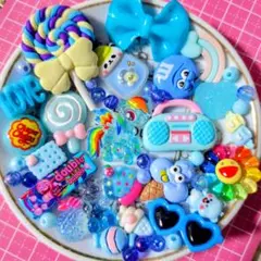 A800-デコパーツ　まとめ売り　ロリポップ　ブルー系
