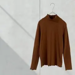3595【フリークスストア】リブカットソー　長メロウ加工　ブラウン　シンプル