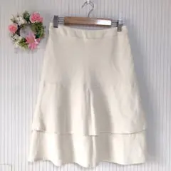 良品★ 【クリアインプレッション】 ウール カシミヤ スカート L ティアード