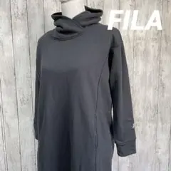 FILA フィラ フード スウェット ロング ワンピース 無地 トレーナー M