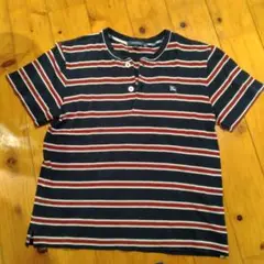 【極美品】Burberry ポロシャツ 140 ネイビー/ストライプ