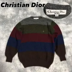 Christian Dior ディオール ボーダー ニット セーター ロゴ刺繍