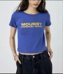 MOUSSY クロップドTシャツ 青