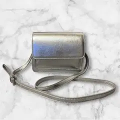 美品✨シルバー フラップ式 ショルダーバッグ パーティーバッグ