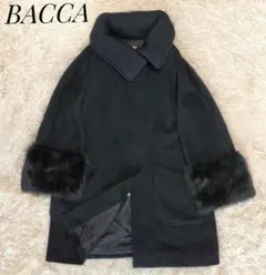 【BACCA】ウールカシミヤビーバー リブコンビコート 38サイズ ブラック