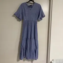 TRUBE 青と白のギンガムチェックワンピース
