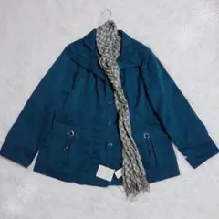 【新品】ブルーグリーン ジャンパー ブルゾン ストール付 L