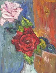 小西安夫 「バラ」 6号 真作保証（1975年）油彩　油絵