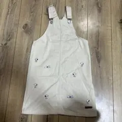 スヌーピー刺繍ジャンバースカート ベージュ