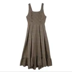 axes femme アクシーズ　Ｗ釦フィッシュテールＪＳＫ　チェック柄　茶