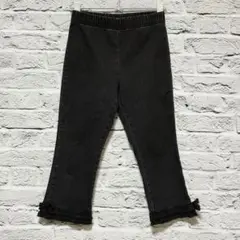 美品✨PINK HOUSE【ピンクハウス】黒パンツ フリル裾 ウエストゴム