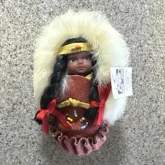 未使用品 インディアン アート エスキモー カナダ製 人形 ミニ 美品