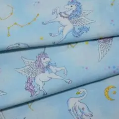 廃盤＊希少●布 ペガサス スワン ユニコーン 星座 幅108×50cm 綿 水色