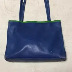 【匿名配送】KENZO ケンゾー シボ革トートバッグ A4可 青×緑