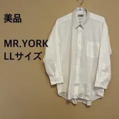 【美品】MR.YORK/メンズ/ワイシャツ/ビジネス白/ホワイト/ストライプ