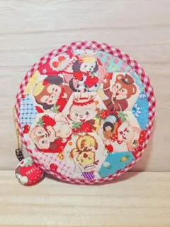 パッチワーク丸型ポーチ　松山敦子先生デザイン　　アニマルベイビー　ヘキサゴン