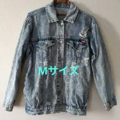 ライトブルー ダメージデニムジャケット