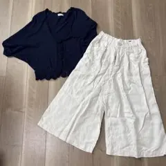 レディース　2枚セット　アース　ドルマン型ボレロ/キャンベリー　ガウチョパンツ
