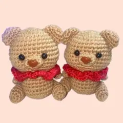 2体セット　フリルくまちゃん　あみぐるみ　キーホルダー