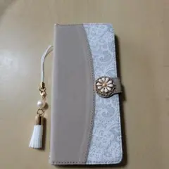 スマホケース　手帳型　ストラップ付き　グレー【新品未使用】【最終価格】