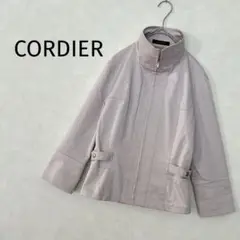 CORDIER スタンドカラー　ジップアップジャケット　ベージュ　細見え
